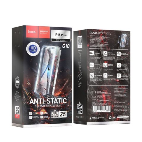 Szkło hartowane do iPhone 15 PLUS / 16 PLUS HD Anti-static (SET 25in1) Hoco G10