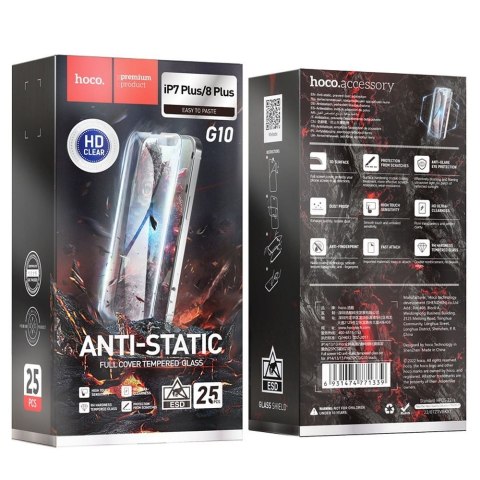 Szkło hartowane do iPhone 7 PLUS / 8 PLUS HD Anti-static (SET 25in1) Hoco G10