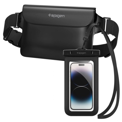 Torba Spigen Aqua Shield A621 wodoodporna biodrowa + etui unoszące się na wodzie - czarne