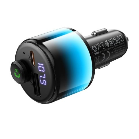 Transmiter samochodowy bluetooth Hoco 2 x USB A + USB C QC3.0 PD 42W E166 czarny