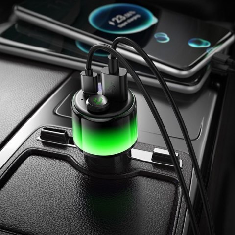 Transmiter samochodowy bluetooth Hoco 2 x USB A + USB C QC3.0 PD 42W E166 czarny