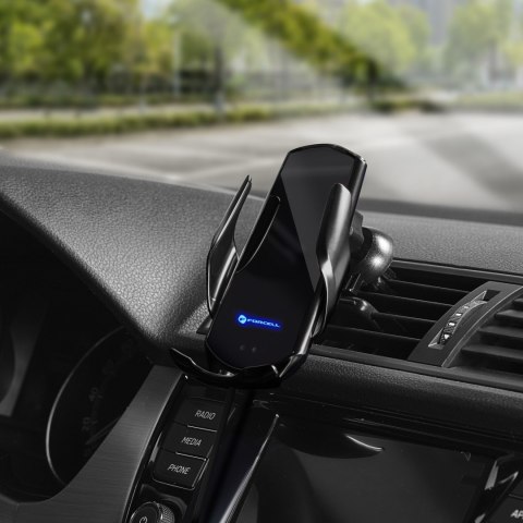 Uchwyt na telefon do samochodu indukcyjny automatyczny Forcell F-Grip HS1 Qi 15W do szyby / kratki czarny