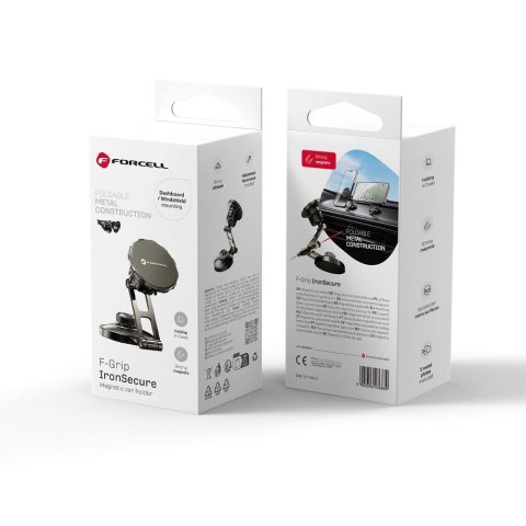 Uchwyt na telefon do samochodu magnetyczny Forcell F-Grip IronSecure do szyby / deski czarny