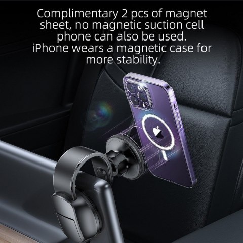 Uchwyt na telefon do samochodu magnetyczny zgodny z MagSafe Forcell F-Grip MagFlex do szyby / deski czarny