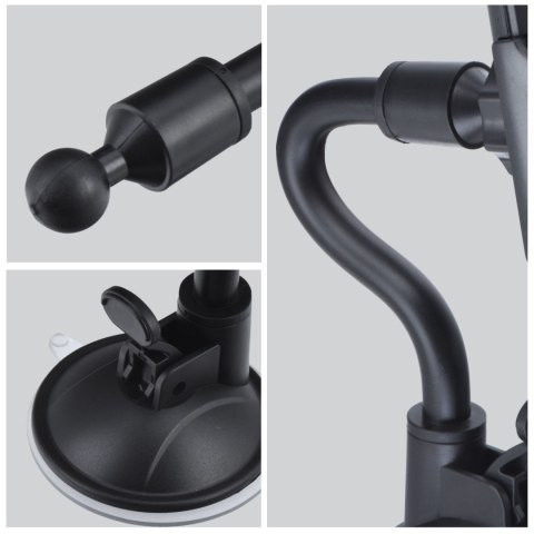 Uchwyt na telefon do samochodu uniwersalny Forcell F-Grip Carbon Bracket ramię 17cm do szyby czarny