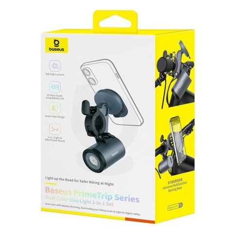 Uchwyt z lampką 2w1 Baseus PrimeTrip uniwersalny 3000mAh IP68 LED - czarno-szary