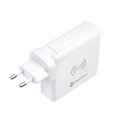 Wielofunkcyjna ładowarka Forcell F-Energy 4w1 2 x USB A + USB C 15W + power bank 8000mAh + ładowanie bezprzewodowe biała