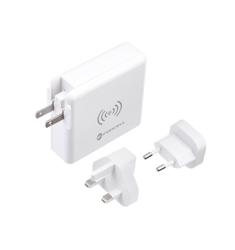 Wielofunkcyjna ładowarka Forcell F-Energy 4w1 2 x USB A + USB C 15W + power bank 8000mAh + ładowanie bezprzewodowe biała