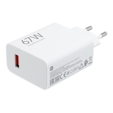 XIAOMI oryginalna ładowarka sieciowa USB A QC3.0 3A 67W MDY-12-EH biała bulk