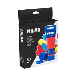 Zestaw 5 farb akrylowych 75ml mix kolorów MILAN