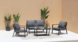 Zestaw mebli ogrodowych Industrial Frame 4w1 aluminium Sofa + 2 Fotele + Stolik