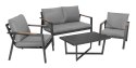 Zestaw mebli ogrodowych Industrial Frame 4w1 aluminium Sofa + 2 Fotele + Stolik