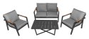 Zestaw mebli ogrodowych Industrial Frame 4w1 aluminium Sofa + 2 Fotele + Stolik