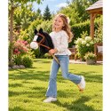 Koń Na Kiju z Kółkami Hobby Horse Dźwięki Galopu Biało-Czarny 100 cm