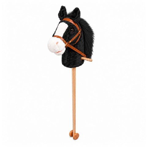 Koń Na Kiju z Kółkami Hobby Horse Dźwięki Galopu Biało-Czarny 100 cm