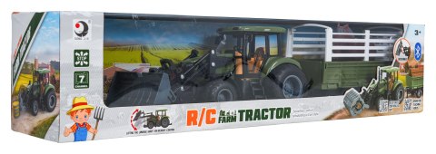 Zielony Traktor z Przyczepą R/C 1:20 + Zwierzątka Koń