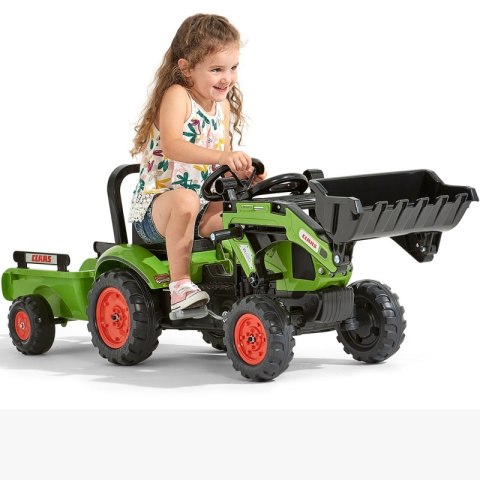Falk Traktor na Pedały Claas z Przyczepą i Łyżką Zielony dla Dzieci 2-5