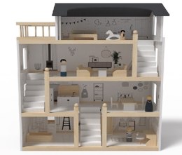 Domek dla lalek drewniany + mebelki 80cm