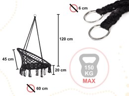 Huśtawka fotel bocianie gniazdo czarne XL z poduszką