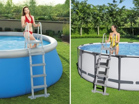 Bestway bezpieczna antypoślizgowa metalowa Drabinka do basenu 132cm 58332