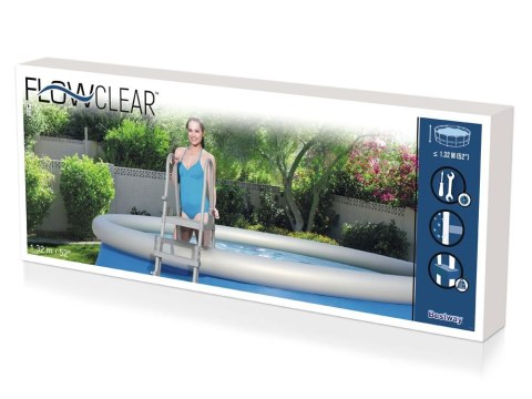 Bestway bezpieczna antypoślizgowa metalowa Drabinka do basenu 132cm 58332