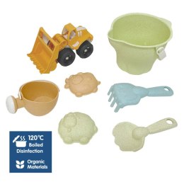 WOOPIE GREEN Zestaw do Piasku + Koparka w Wiaderku 7 el. BIODEGRADOWALNY ORGANICZNY MATERIAŁ