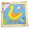 VIGA Poręczne Drewniane Puzzle Kaczuszka Układanka 4 elementy