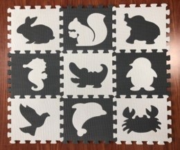 Puzzle piankowe mata dla dzieci 9 el. czarny-ecru