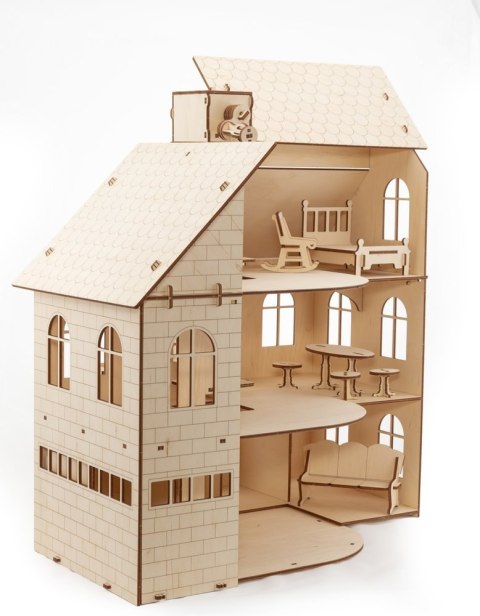 EWA Drewniane Puzzle 3D - Domek Dla Lalek