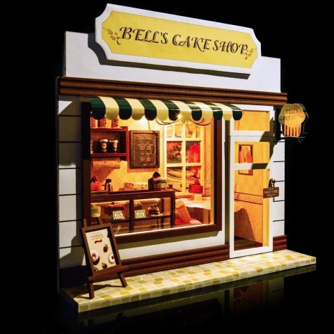 HONGDA Składany Drewniany Model Puzzle 3D DIY Cukiernia Bell