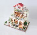 HONGDA Składany Drewniany Model Puzzle 3D DIY Dom z czerwonym daszkiem