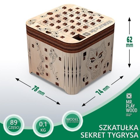 Mr.Playwood Drewniane Puzzle 3D - Szkatułka Secret of Tiger