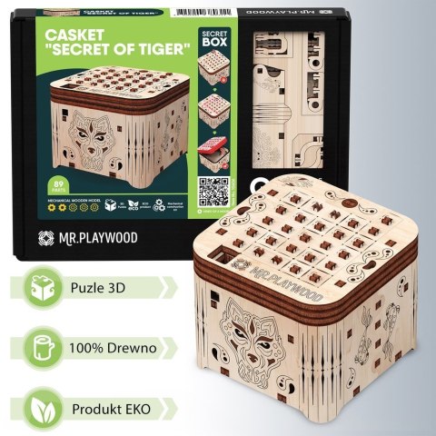 Mr.Playwood Drewniane Puzzle 3D - Szkatułka Secret of Tiger