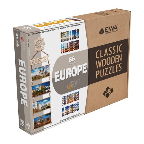 EWA Drewniane Dwustronne Puzzle - Europa