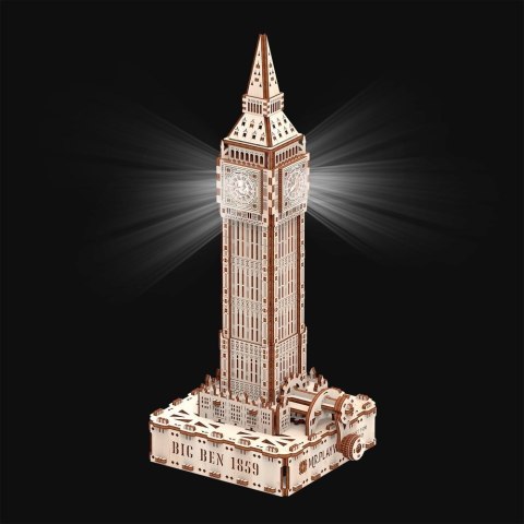 Mr.Playwood Drewniane Puzzle 3D z Diodą LED - Big Ben