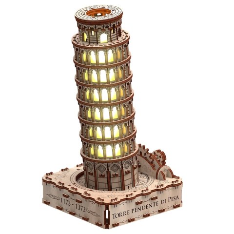 Mr.Playwood Drewniane Puzzle 3D z Diodą LED - Krzywa Wieża w Pizie