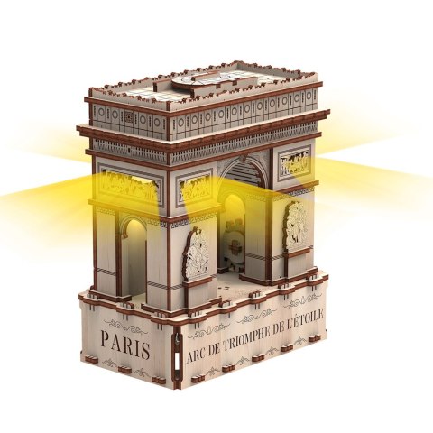 Mr.Playwood Drewniane Puzzle 3D z Diodą LED - Łuk Triumfalny