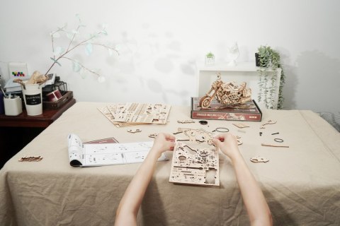 ROBOTIME Drewniane Puzzle 3D - Motocykl Cruiser