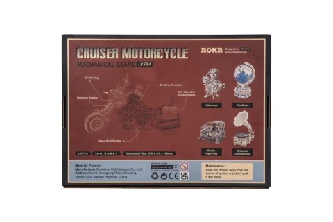 ROBOTIME Drewniane Puzzle 3D - Motocykl Cruiser