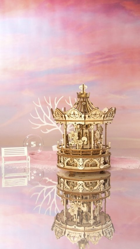 ROBOTIME Drewniane Puzzle 3D - Pozytywka Romantyczna Karuzela
