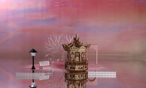 ROBOTIME Drewniane Puzzle 3D - Pozytywka Romantyczna Karuzela