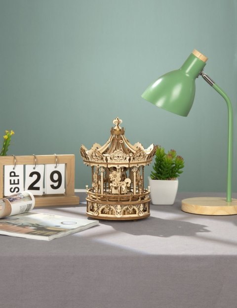 ROBOTIME Drewniane Puzzle 3D - Pozytywka Romantyczna Karuzela