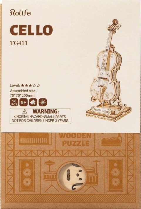 ROBOTIME Drewniane Puzzle 3D - Wiolonczela