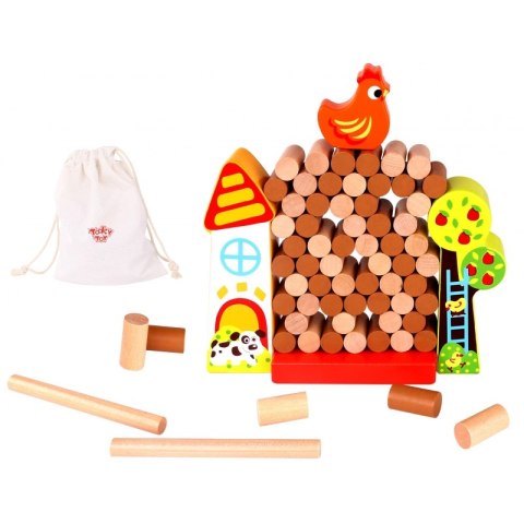 TOOKY TOY Gra Dżenga Spadająca Kura Drewniana Farma