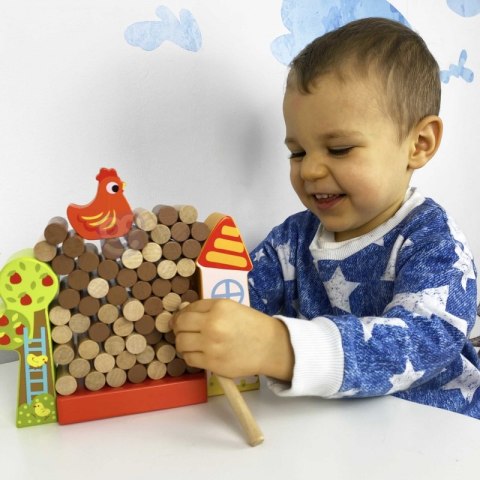 TOOKY TOY Gra Dżenga Spadająca Kura Drewniana Farma
