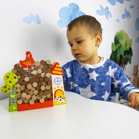 TOOKY TOY Gra Dżenga Spadająca Kura Drewniana Farma