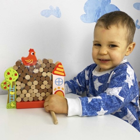 TOOKY TOY Gra Dżenga Spadająca Kura Drewniana Farma