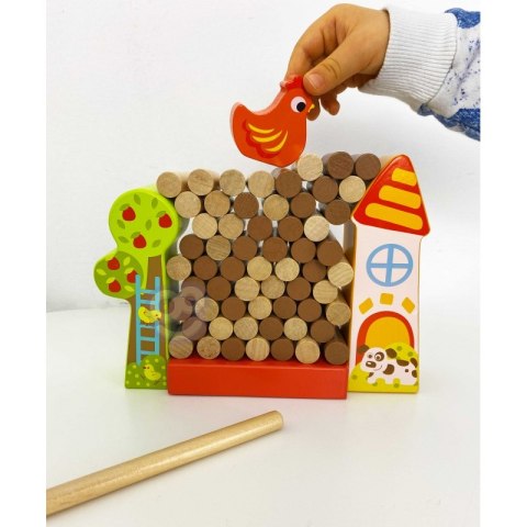 TOOKY TOY Gra Dżenga Spadająca Kura Drewniana Farma