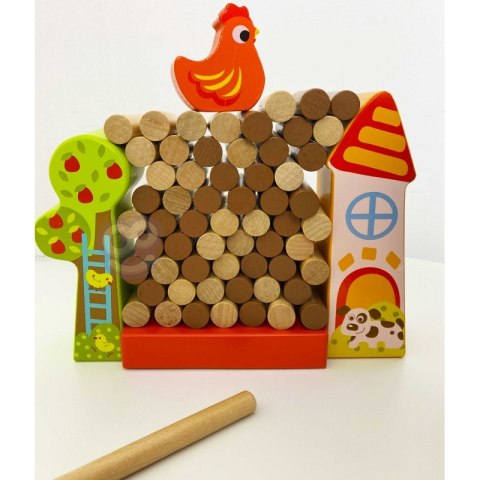 TOOKY TOY Gra Dżenga Spadająca Kura Drewniana Farma