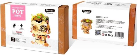 ROBOTIME Drewniane Puzzle 3D - Doniczka Kotek
